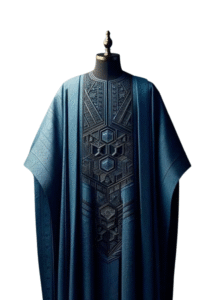 Royal Blue Agbada with Geometric Embroidery