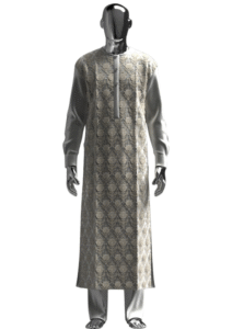 Patterned Long Kaftan with Elegant Detailing