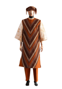 Striped Agbada with Matching Cap