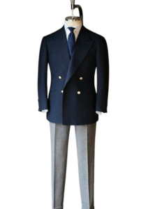 Executive Double-Breasted Blazer with Tailored Trousers
