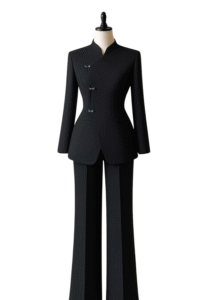 Structured Asymmetric Blazer with Wide-Leg Trousers