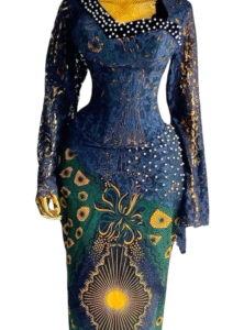 Fitted Lace and Ankara Ensemble with Beaded Details