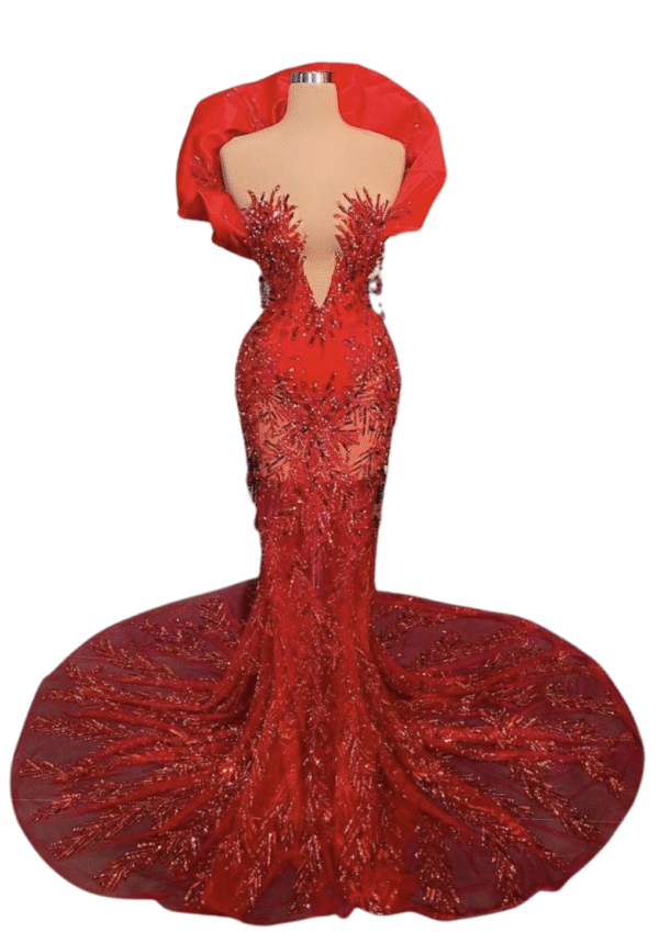 Dramatic Embellished Mermaid Gown with Train