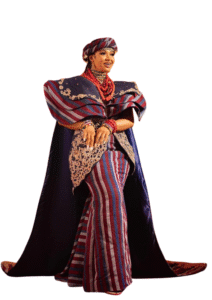 Royal Tiv Striped Traditional Attire with Embroidered