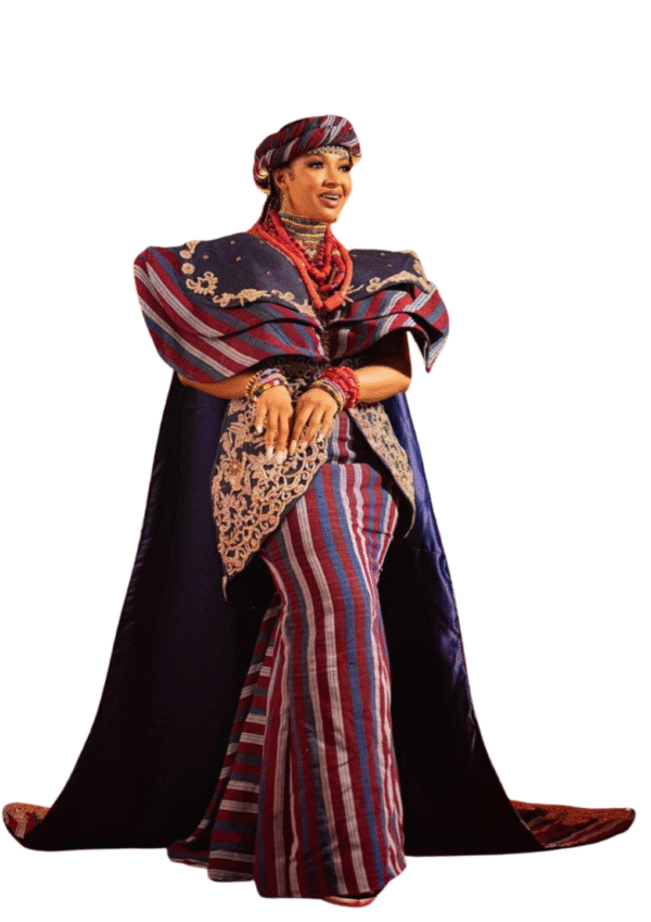 Royal Tiv Striped Traditional Attire with Embroidered