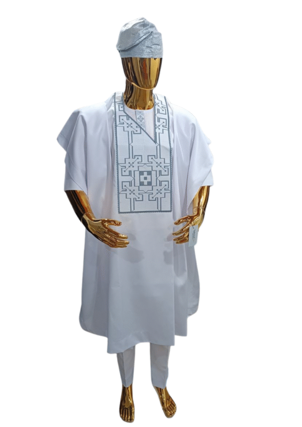 Royal Agbada with Silver Embroidery