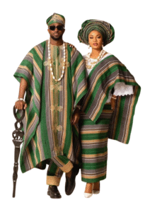 Matching His & Hers  Striped Agbada and Iro-Buba Set