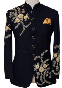 Suit Jacket with Floral Embroidery