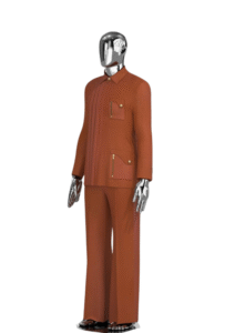 Rust Brown Men’s Two-Piece Traditional Outfit with Pocket Detailing