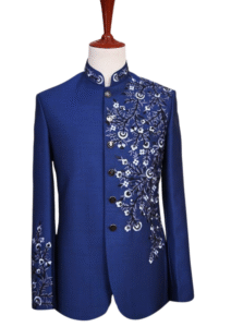 Royal Embroidered Mandarin Collar Suit Jacket