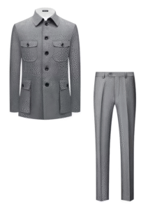 Classic Men’s Suit with Four-Pocket Utility Jacket and Tailored Trousers