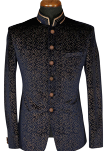Elegant Brocade Men’s Ethnic Jacket with Embroidery and Stand Collar