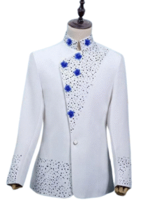 Designer Men’s Jacket with Floral Embellishments and Crystal Studded Detailing